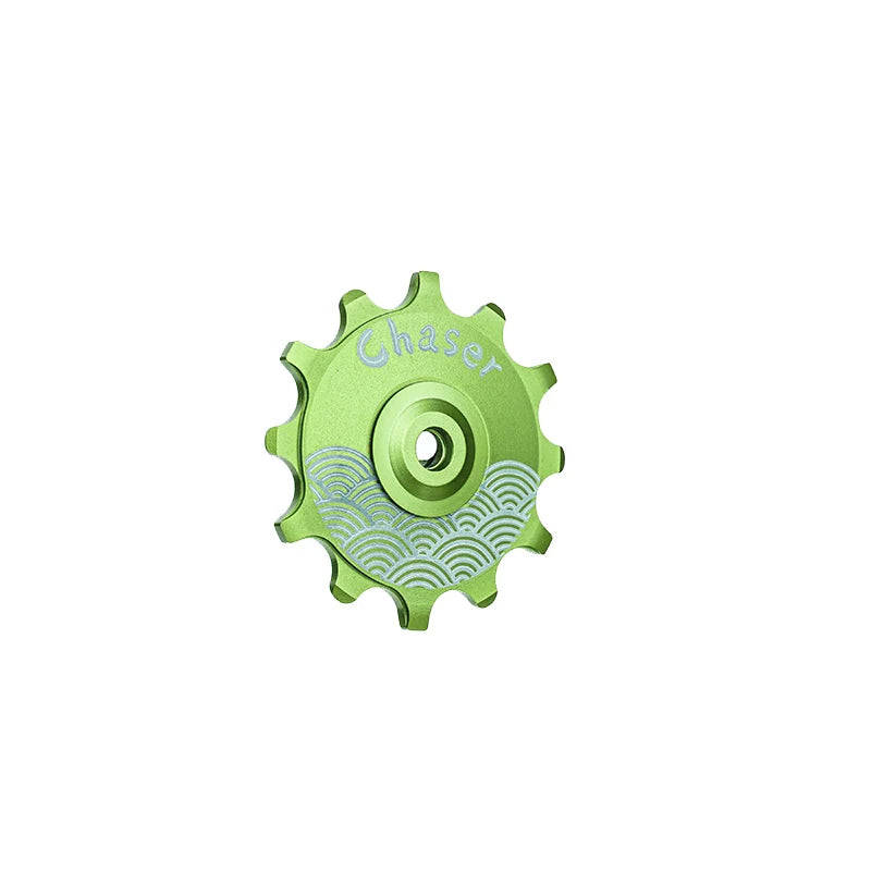 Chaser-Sports 12T Ceramic Rear Derailleur Pulley Wheel – 10.2g – Compatible with Shimano / SRAM — Green / Wave 12T-1PCS