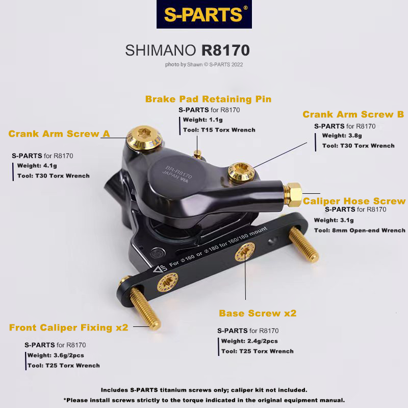 S-PARTS Road Bike Drivetrain Titanium Screw Kit Adaptation for SHIMANO UT R7150 R8000 R8050 R8170 R7170 R9270 R8070 R9100