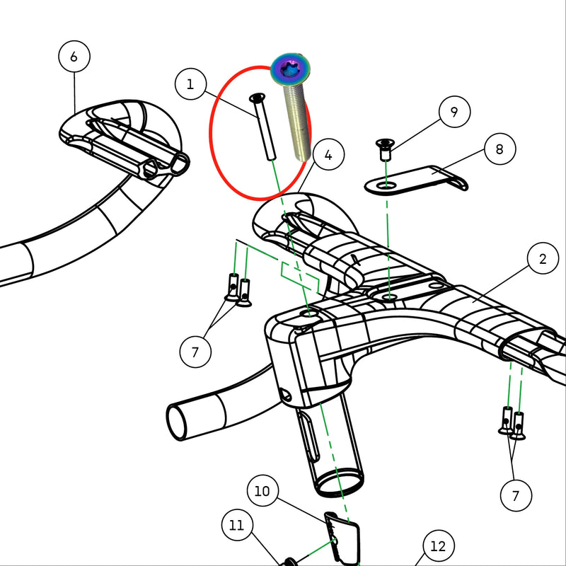 S-PARTS Canyon Aeroad CFR / CF SLX Full Titanium Bolt Upgrade Kit | Handlebar / Stem / Seatpost / Saddle / Derailleur - Detail 10