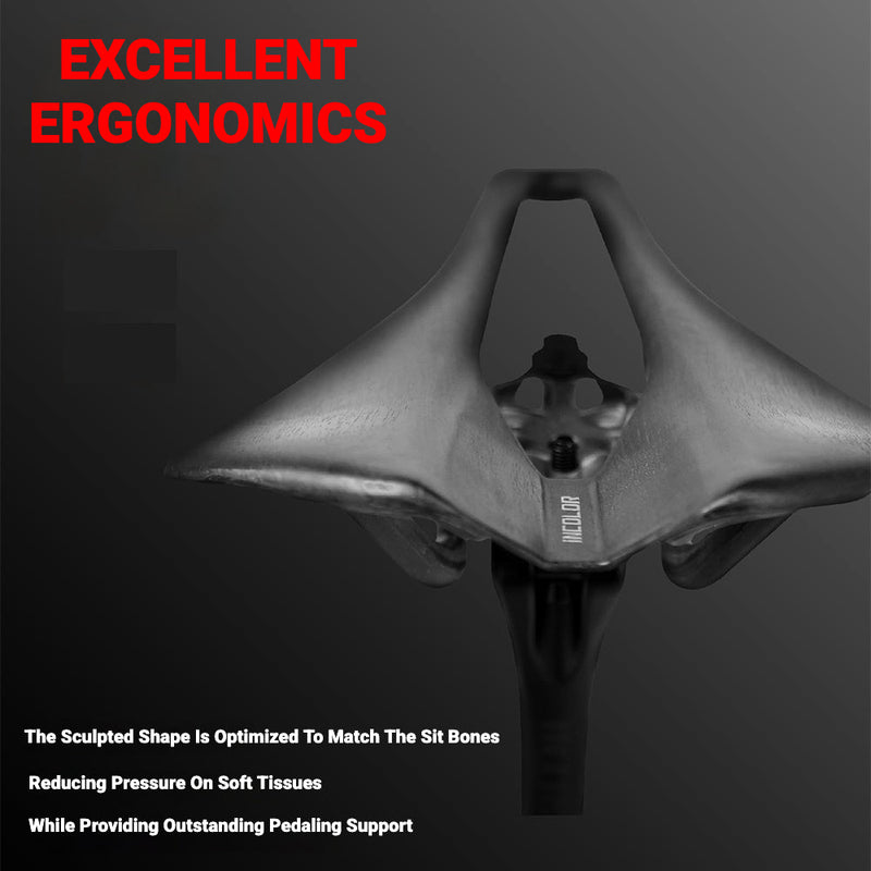 INCOLOR RC-1 Full Carbon Short-Nose Saddle — 82–83g — 7×9mm Rails