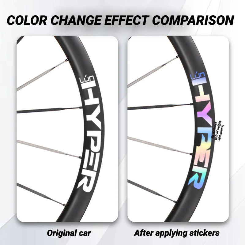 S-PARTS Infinity Logo Decals for Lún HYPER 3 D33 Gen 3 — Waterproof Overlay Set for Two Wheels + Spares - Detail 3