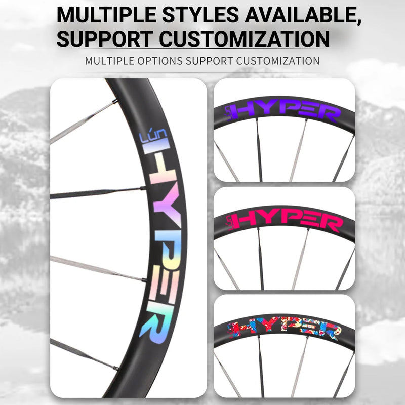 S-PARTS Infinity Logo Decals for Lún HYPER 3 D33 Gen 3 — Waterproof Overlay Set for Two Wheels + Spares - Detail 5