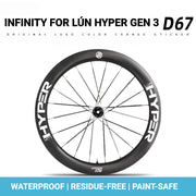 S-PARTS Infinity Logo Decals for Lún HYPER 3 D67 Gen 3 — Waterproof Overlay Set for Two Wheels + Spares
