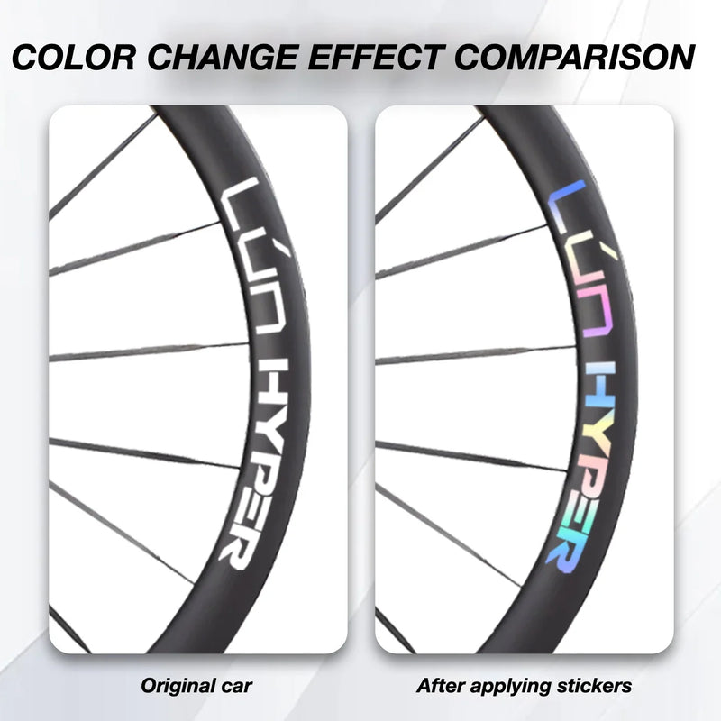 S-PARTS Infinity Logo Decals for Lún HYPER 5 D40 Gen 5 — Waterproof Overlay Set for Two Wheels + Spares - Detail 2