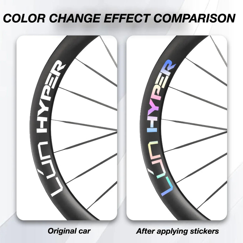 S-PARTS Infinity Logo Decals for Lún HYPER 5 D50 Gen 5 — Waterproof Overlay Set for Two Wheels + Spares - Detail 3