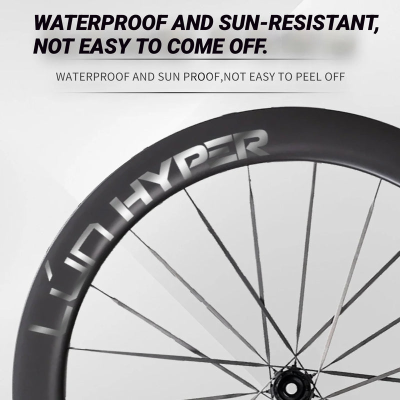 S-PARTS Infinity Logo Decals for Lún HYPER 5 D50 Gen 5 — Waterproof Overlay Set for Two Wheels + Spares - Detail 5