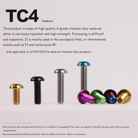 A2 Umbrella Head M4 Titanium Alloy Screws | M4×10 / 12 / 16 / 18 / 20 / 25mm | Road Mountain Bike Headset - Detail 3
