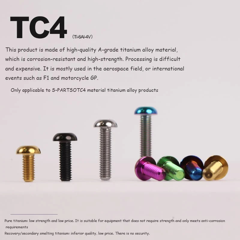 A2 Umbrella Head M4 Titanium Alloy Screws | M4×10 / 12 / 16 / 18 / 20 / 25mm | Road Mountain Bike Headset - Detail 7
