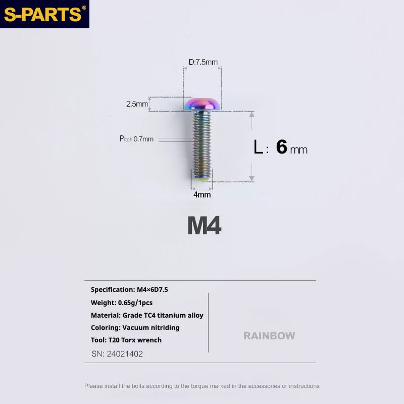 A2 Umbrella Head M4 Titanium Alloy Screws | M4×10 / 12 / 16 / 18 / 20 / 25mm | Road Mountain Bike Headset - Detail 10