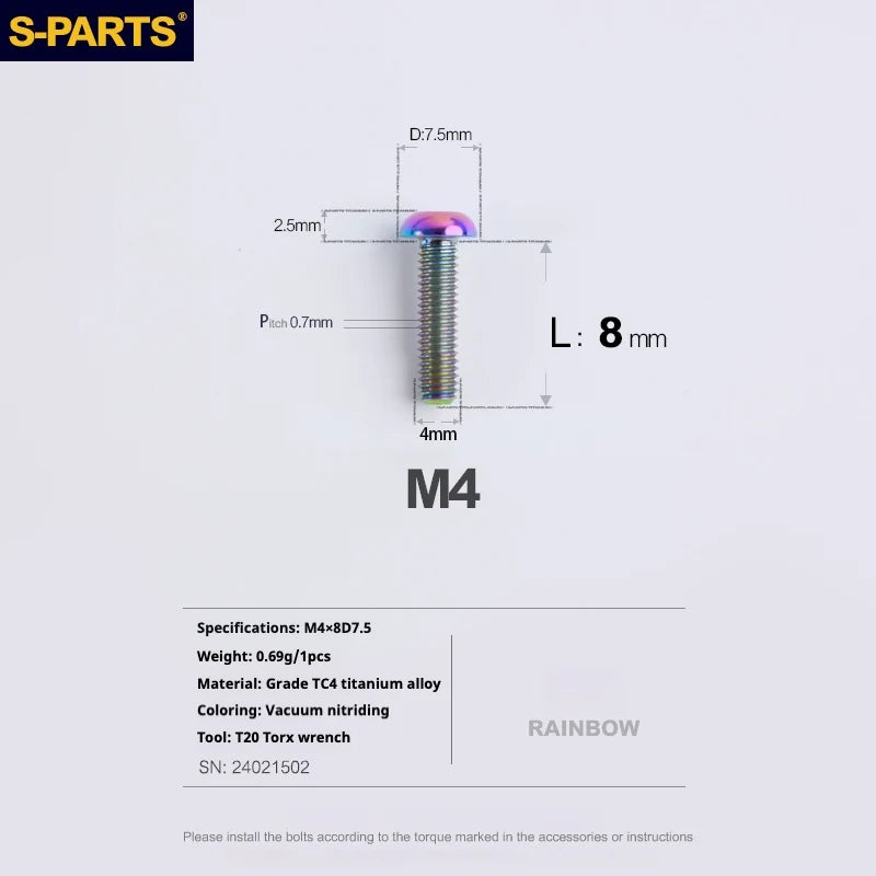 A2 Umbrella Head M4 Titanium Alloy Screws | M4×10 / 12 / 16 / 18 / 20 / 25mm | Road Mountain Bike Headset - Detail 23