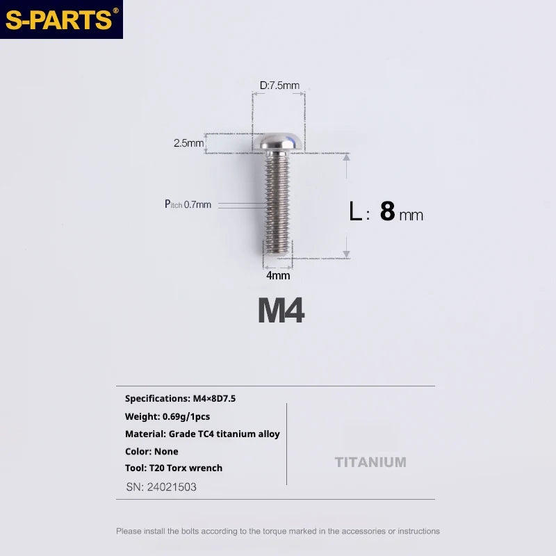 A2 Umbrella Head M4 Titanium Alloy Screws | M4×10 / 12 / 16 / 18 / 20 / 25mm | Road Mountain Bike Headset - Detail 24
