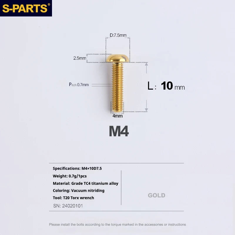 A2 Umbrella Head M4 Titanium Alloy Screws | M4×10 / 12 / 16 / 18 / 20 / 25mm | Road Mountain Bike Headset - Detail 28
