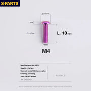 A2 Umbrella Head M4 Titanium Alloy Screws | M4×10 / 12 / 16 / 18 / 20 / 25mm | Road Mountain Bike Headset - Detail 31