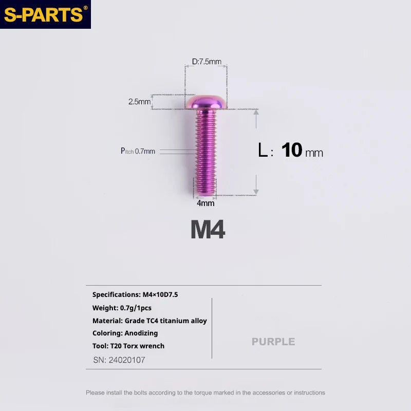 A2 Umbrella Head M4 Titanium Alloy Screws | M4×10 / 12 / 16 / 18 / 20 / 25mm | Road Mountain Bike Headset - Detail 31
