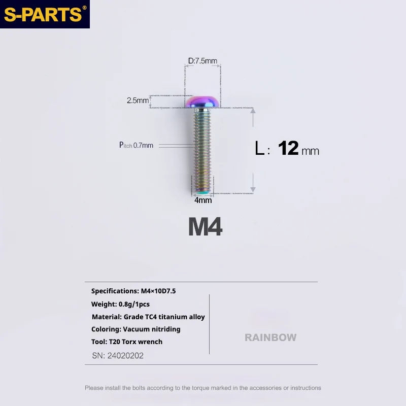 A2 Umbrella Head M4 Titanium Alloy Screws | M4×10 / 12 / 16 / 18 / 20 / 25mm | Road Mountain Bike Headset - Detail 34