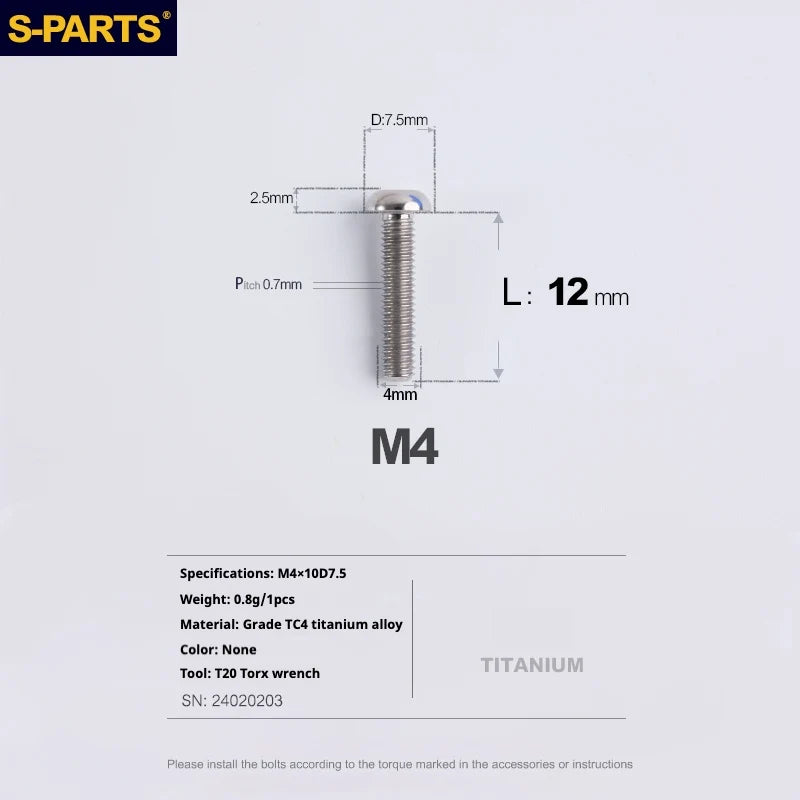 A2 Umbrella Head M4 Titanium Alloy Screws | M4×10 / 12 / 16 / 18 / 20 / 25mm | Road Mountain Bike Headset - Detail 36