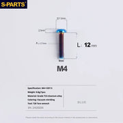 A2 Umbrella Head M4 Titanium Alloy Screws | M4×10 / 12 / 16 / 18 / 20 / 25mm | Road Mountain Bike Headset - Detail 37