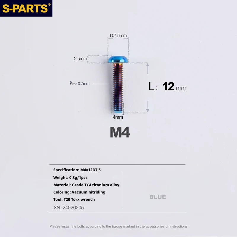 A2 Umbrella Head M4 Titanium Alloy Screws | M4×10 / 12 / 16 / 18 / 20 / 25mm | Road Mountain Bike Headset - Detail 37