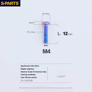 A2 Umbrella Head M4 Titanium Alloy Screws | M4×10 / 12 / 16 / 18 / 20 / 25mm | Road Mountain Bike Headset - Detail 40