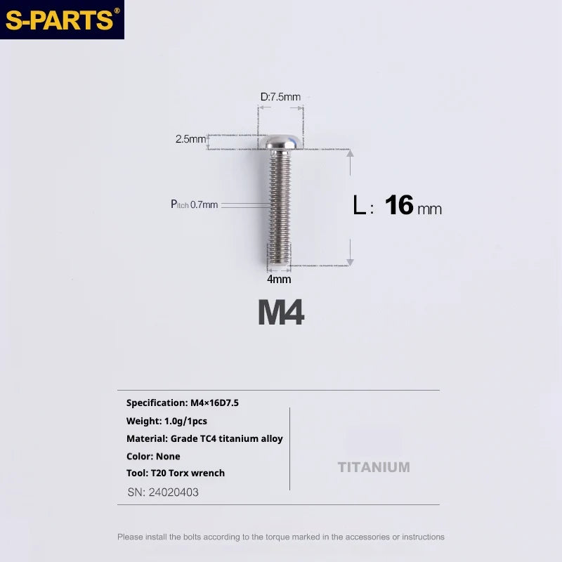 A2 Umbrella Head M4 Titanium Alloy Screws | M4×10 / 12 / 16 / 18 / 20 / 25mm | Road Mountain Bike Headset - Detail 44