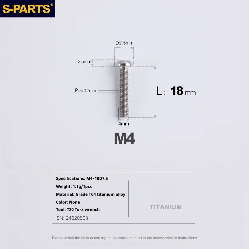 A2 Umbrella Head M4 Titanium Alloy Screws | M4×10 / 12 / 16 / 18 / 20 / 25mm | Road Mountain Bike Headset - Detail 50