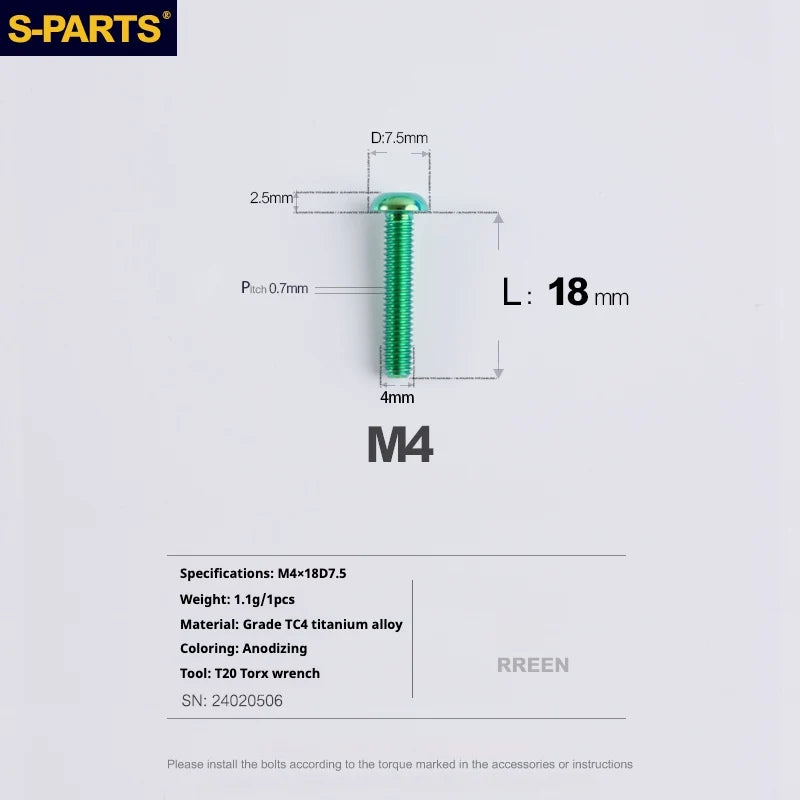 A2 Umbrella Head M4 Titanium Alloy Screws | M4×10 / 12 / 16 / 18 / 20 / 25mm | Road Mountain Bike Headset - Detail 54