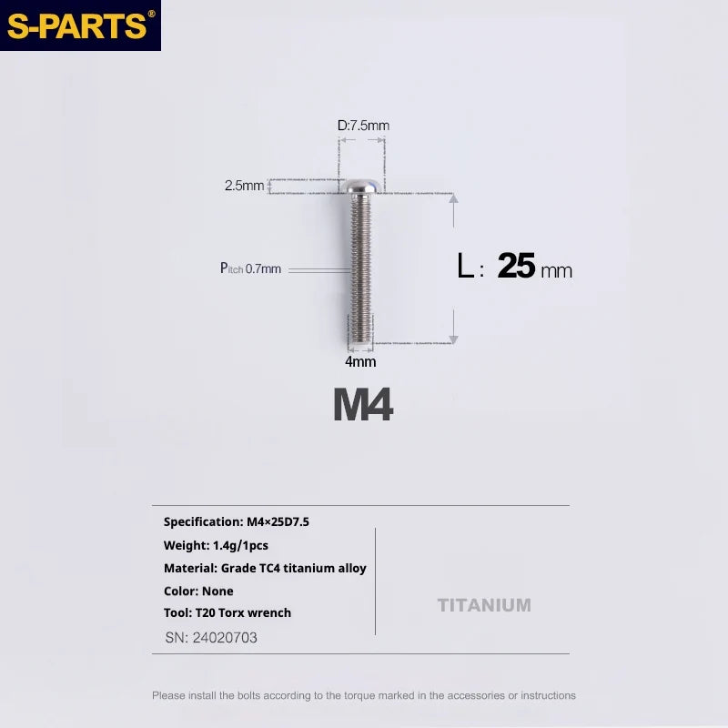 A2 Umbrella Head M4 Titanium Alloy Screws | M4×10 / 12 / 16 / 18 / 20 / 25mm | Road Mountain Bike Headset - Detail 71