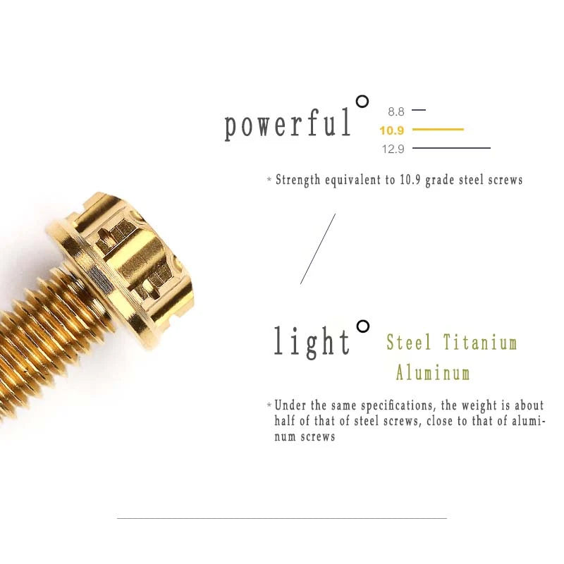 S-PARTS A3 Gold M4 TC4 Titanium Screw Bolt | Standard Parts for Electric Vehicle Motorcycle Car - Detail 2