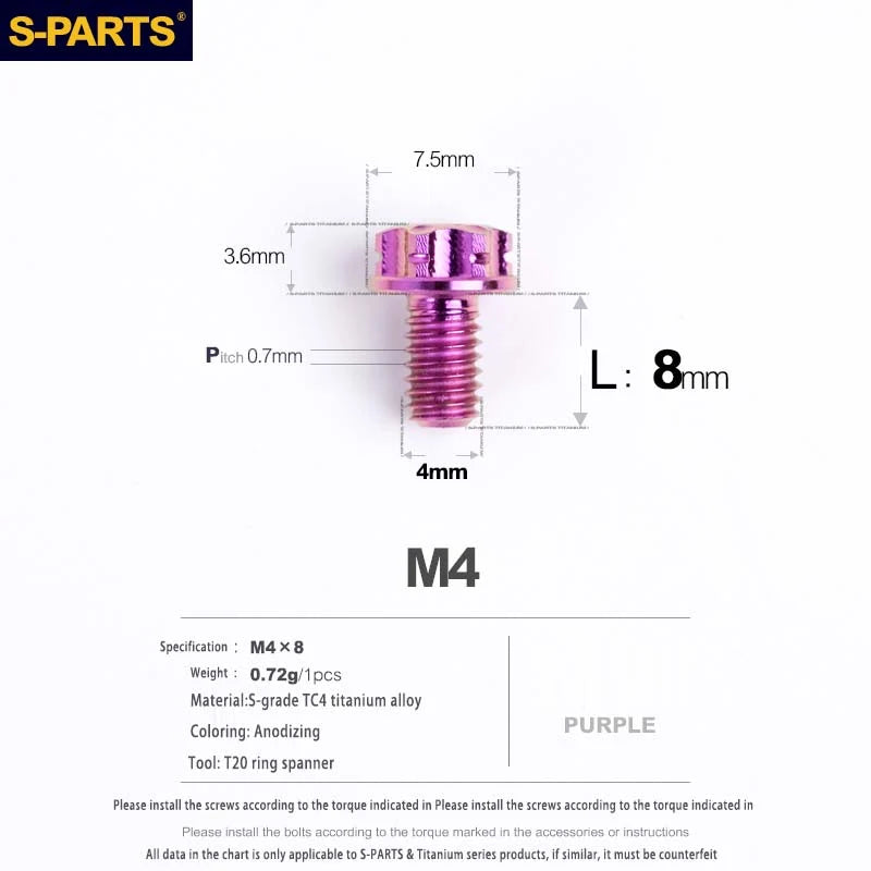 S-PARTS A3 Gold M4 TC4 Titanium Screw Bolt | Standard Parts for Electric Vehicle Motorcycle Car - Detail 7