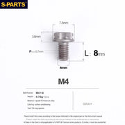 S-PARTS A3 Gold M4 TC4 Titanium Screw Bolt | Standard Parts for Electric Vehicle Motorcycle Car - Detail 8