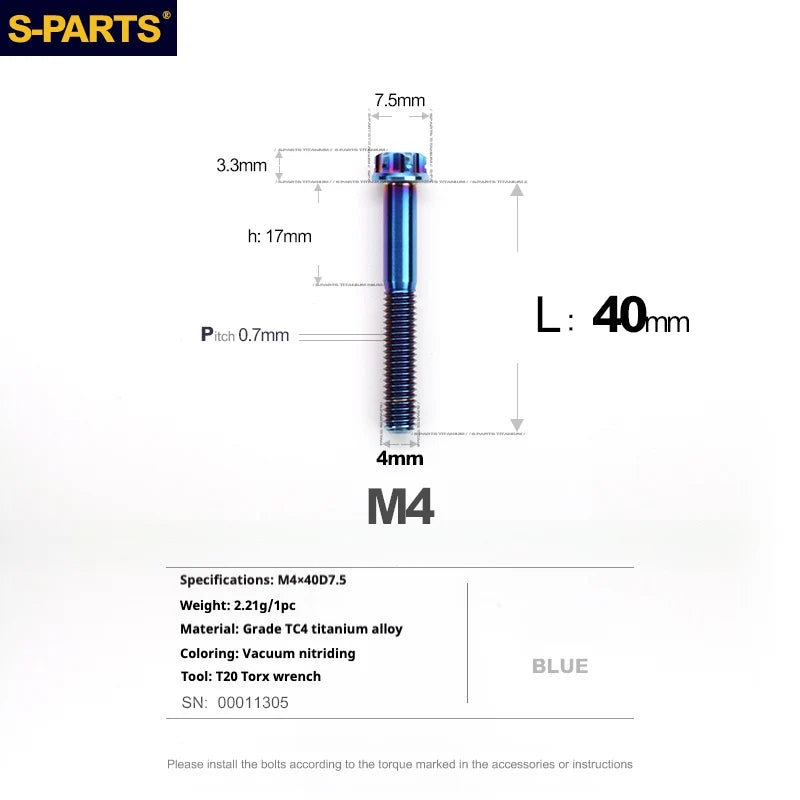 S-PARTS A3 Gold M4 TC4 Titanium Screw Bolt | Standard Parts for Electric Vehicle Motorcycle Car - Detail 102