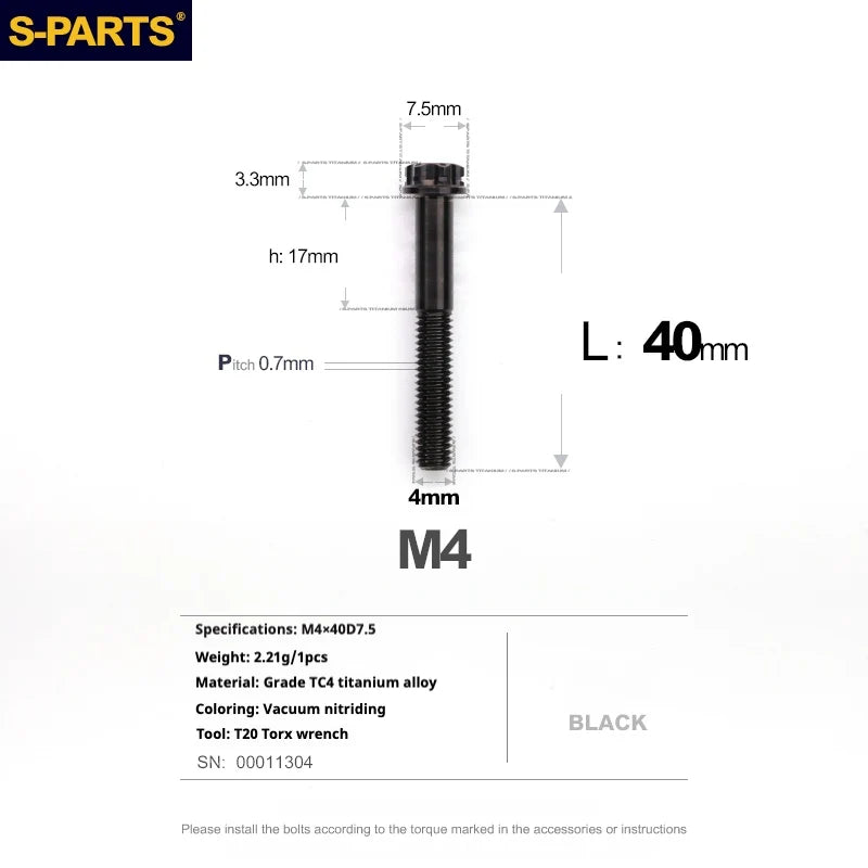 S-PARTS A3 Gold M4 TC4 Titanium Screw Bolt | Standard Parts for Electric Vehicle Motorcycle Car - Detail 103