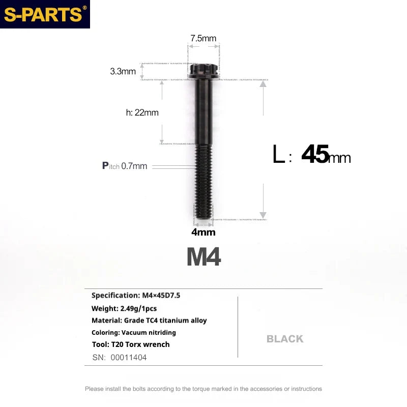 S-PARTS A3 Gold M4 TC4 Titanium Screw Bolt | Standard Parts for Electric Vehicle Motorcycle Car - Detail 107