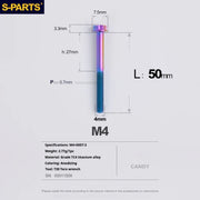 S-PARTS A3 Gold M4 TC4 Titanium Screw Bolt | Standard Parts for Electric Vehicle Motorcycle Car - Detail 112