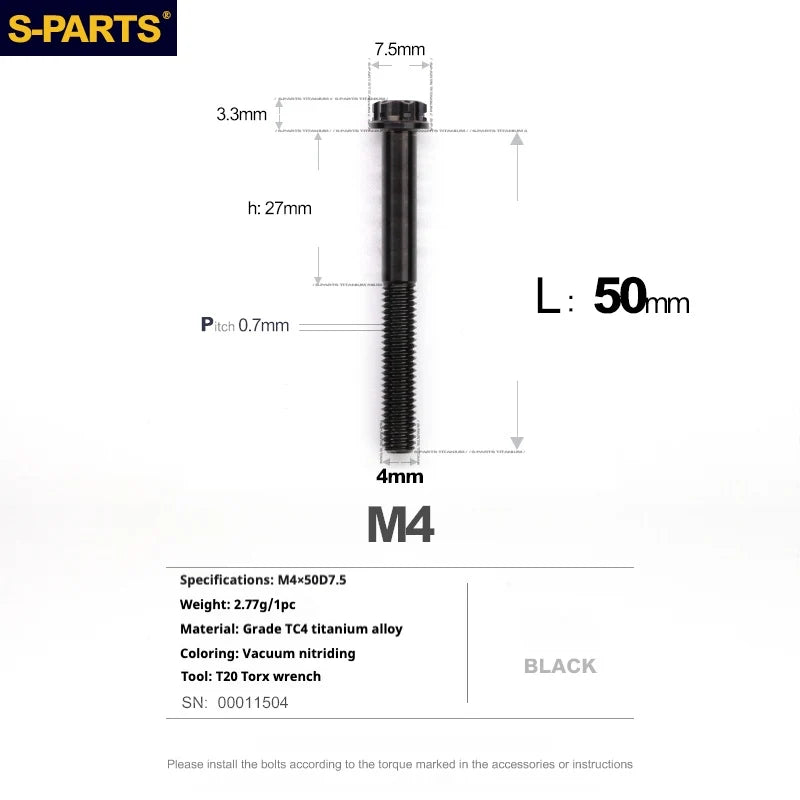 S-PARTS A3 Gold M4 TC4 Titanium Screw Bolt | Standard Parts for Electric Vehicle Motorcycle Car - Detail 114
