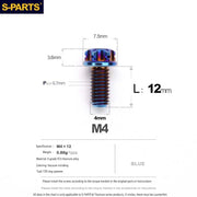 S-PARTS A3 Gold M4 TC4 Titanium Screw Bolt | Standard Parts for Electric Vehicle Motorcycle Car - Detail 19