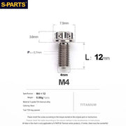 S-PARTS A3 Gold M4 TC4 Titanium Screw Bolt | Standard Parts for Electric Vehicle Motorcycle Car - Detail 20