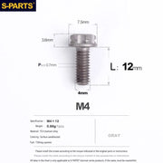 S-PARTS A3 Gold M4 TC4 Titanium Screw Bolt | Standard Parts for Electric Vehicle Motorcycle Car - Detail 24