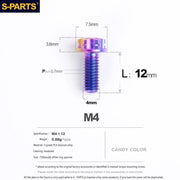 S-PARTS A3 Gold M4 TC4 Titanium Screw Bolt | Standard Parts for Electric Vehicle Motorcycle Car - Detail 25