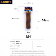 S-PARTS A3 Gold M4 TC4 Titanium Screw Bolt | Standard Parts for Electric Vehicle Motorcycle Car - Detail 27