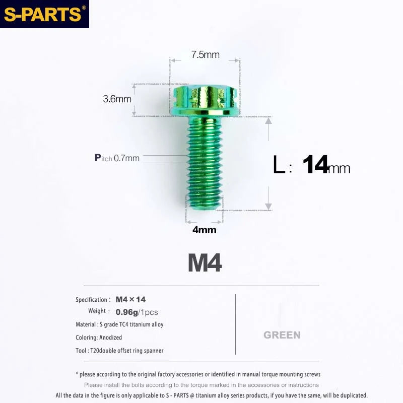 S-PARTS A3 Gold M4 TC4 Titanium Screw Bolt | Standard Parts for Electric Vehicle Motorcycle Car - Detail 30