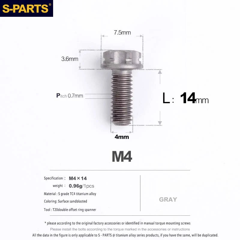 S-PARTS A3 Gold M4 TC4 Titanium Screw Bolt | Standard Parts for Electric Vehicle Motorcycle Car - Detail 32