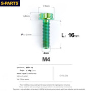 S-PARTS A3 Gold M4 TC4 Titanium Screw Bolt | Standard Parts for Electric Vehicle Motorcycle Car - Detail 38