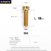 S-PARTS A3 Gold M4 TC4 Titanium Screw Bolt | Standard Parts for Electric Vehicle Motorcycle Car - Detail 47