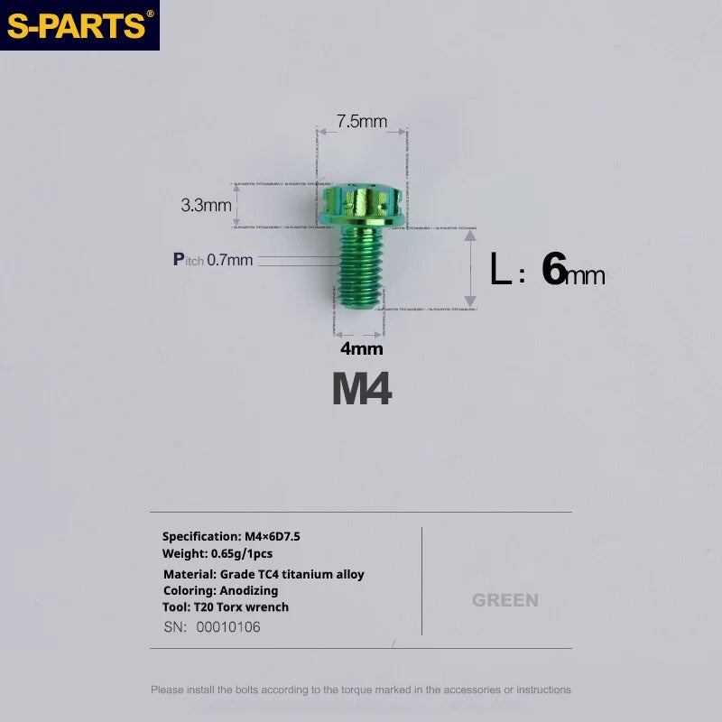 S-PARTS A3 Gold M4 TC4 Titanium Screw Bolt | Standard Parts for Electric Vehicle Motorcycle Car - Detail 56