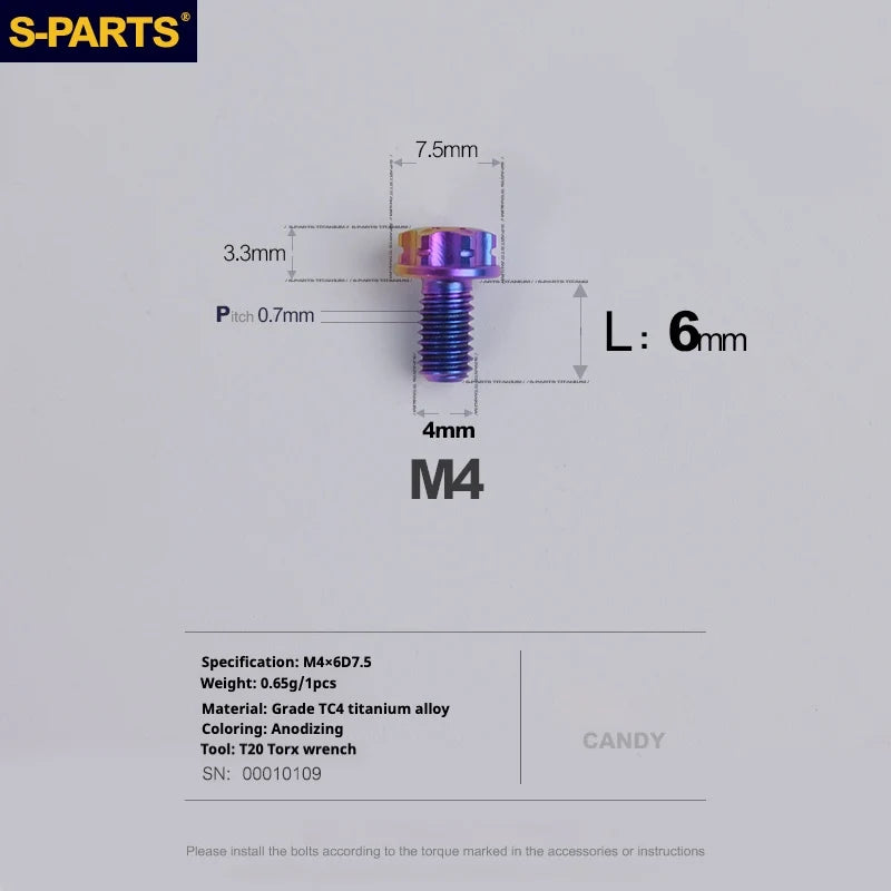 S-PARTS A3 Gold M4 TC4 Titanium Screw Bolt | Standard Parts for Electric Vehicle Motorcycle Car - Detail 59