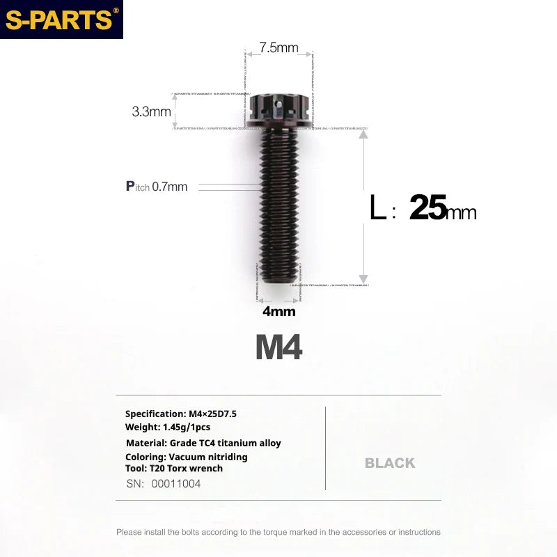 S-PARTS A3 Gold M4 TC4 Titanium Screw Bolt | Standard Parts for Electric Vehicle Motorcycle Car - Detail 82