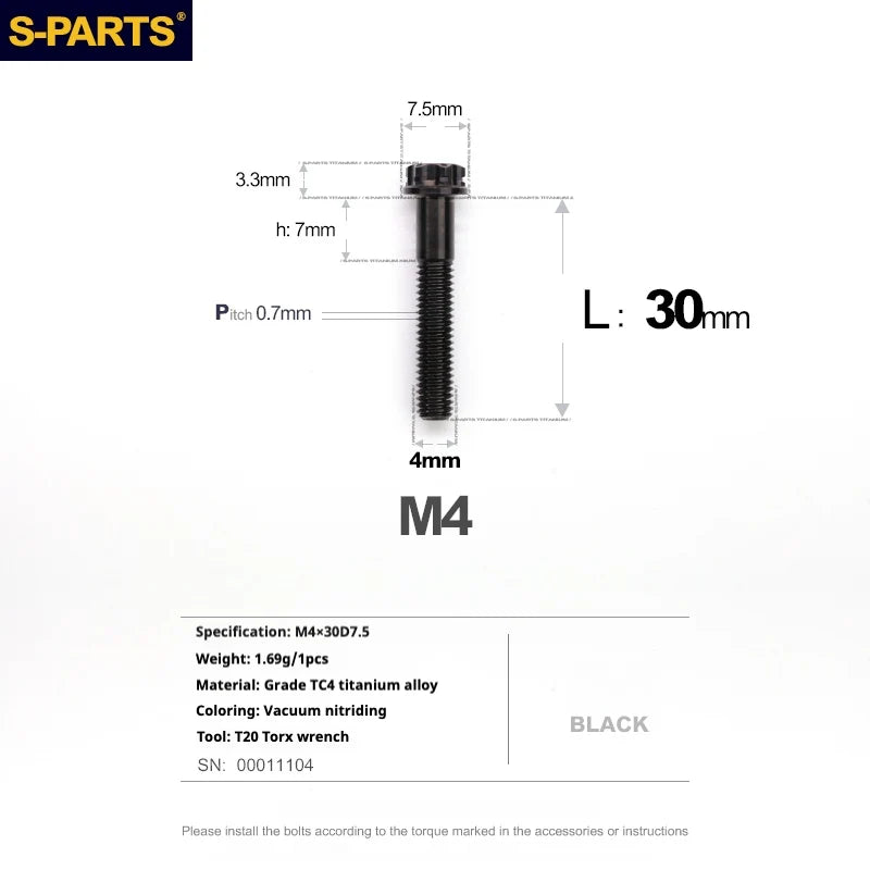 S-PARTS A3 Gold M4 TC4 Titanium Screw Bolt | Standard Parts for Electric Vehicle Motorcycle Car - Detail 88