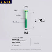 S-PARTS A3 Gold M4 TC4 Titanium Screw Bolt | Standard Parts for Electric Vehicle Motorcycle Car - Detail 98