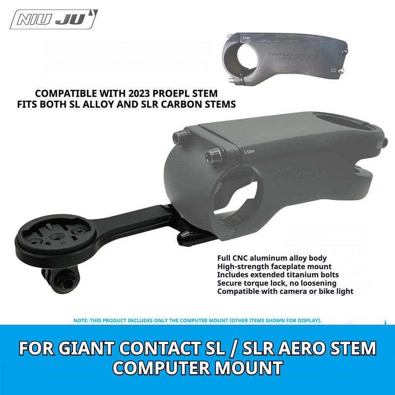 NIUJU CNC Aluminum Computer Mount for Giant Contact SL / SLR / Aero Stem | 42g | Garmin / Wahoo / Bryton / Giant / Cateye